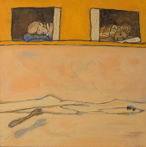 Endormi V-30x30 - huile sur toile